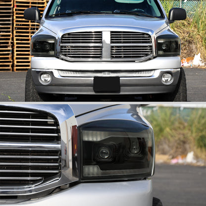 Spec-D 06-08 Dodge Ram 1500 2500 3500 Projector Headlight Black/Smoked
