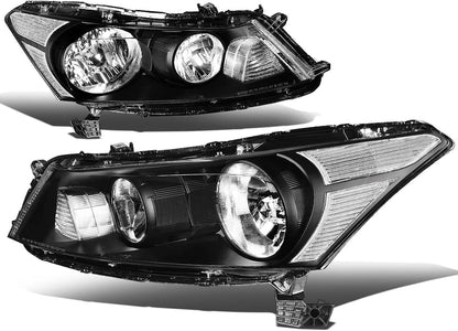 Halogen Model Factory Style Headlight Assembly Compatible With 0812 Honda Accord Sedan 4door Driver Passenger Side Chrome Housing Amber Corner