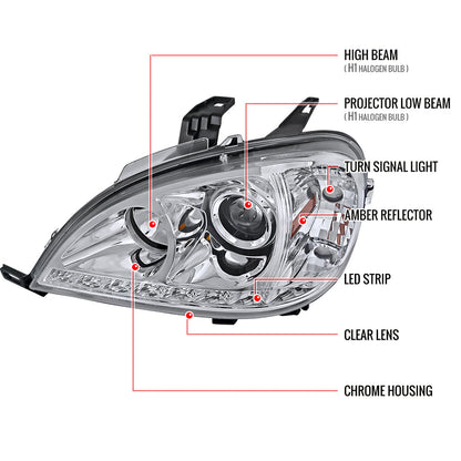 Spec-D 02-05 Mercedes ML W163 Projector Headlights Black/Smoked