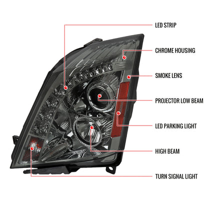 Spec-D 08-14 Cadillac CTS Projector Headlights Chrome Smoked