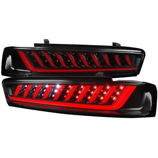 Spec-D 16-18 Chevrolet Camaro LED Red Bar Tail Lights Black