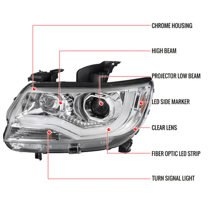 Spec-D 15-22 Chevy Colorado Headlights LED Bar Projector Chrome