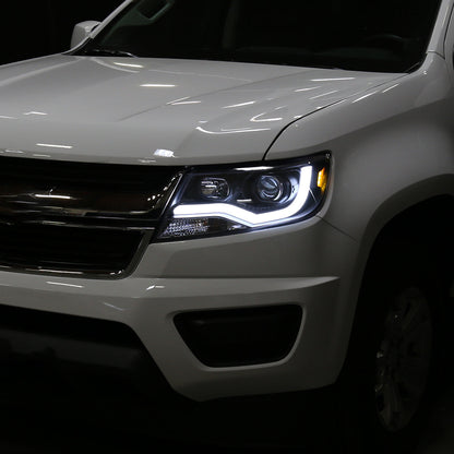 Spec-D 15-22 Chevy Colorado Headlights LED Bar Projector Black