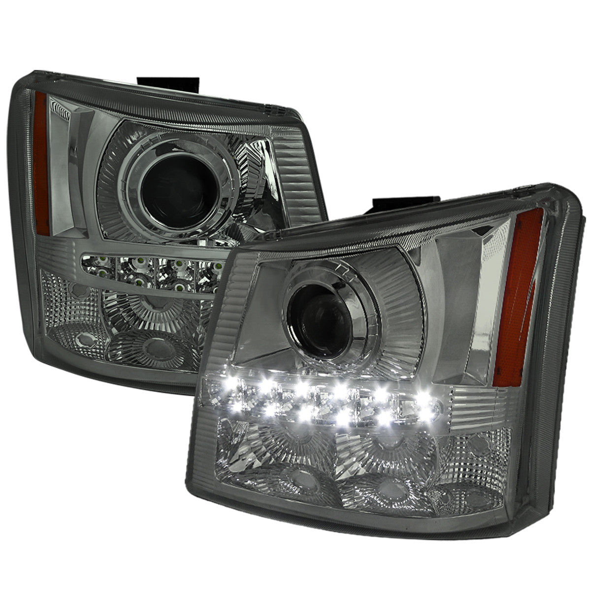 Spec-D 03-07 Chevy Silverado 1Pc Projector Headlights Smoked