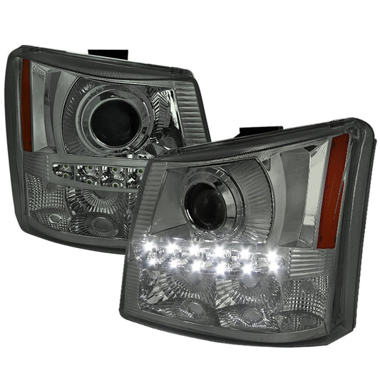 Spec-D 03-07 Chevy Silverado 1Pc Projector Headlights Smoked