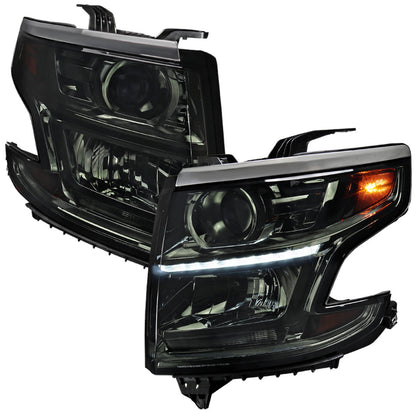 Spec-D 15-20 Chevy Tahoe Suburban Headlights LED Projector Smoked