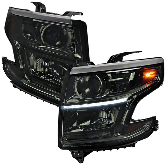 Spec-D 15-20 Chevy Tahoe Suburban Headlights LED Projector Smoked