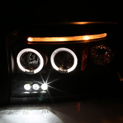 Spec-D 05-07 Dodge Dakota Halo LED Projector Headlights Black