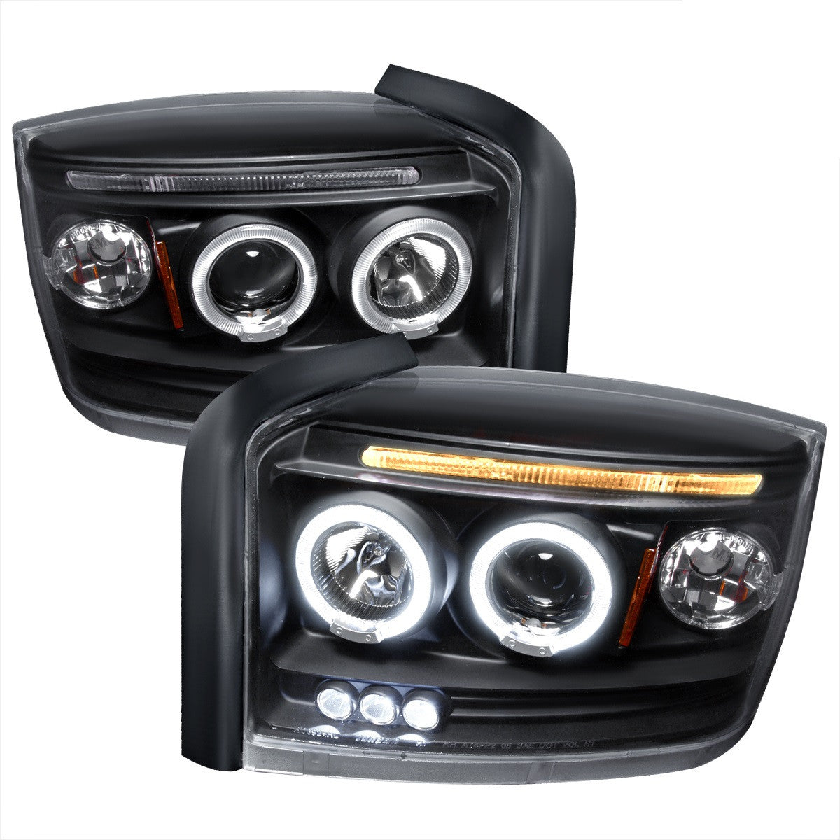 Spec-D 05-07 Dodge Dakota Halo LED Projector Headlights Black