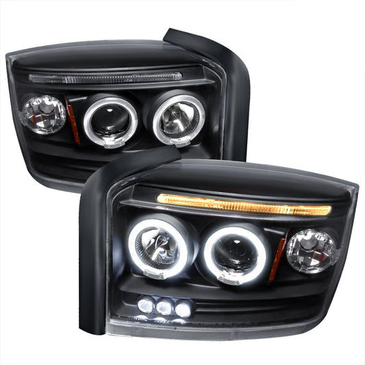 Spec-D 05-07 Dodge Dakota Halo LED Projector Headlights Black