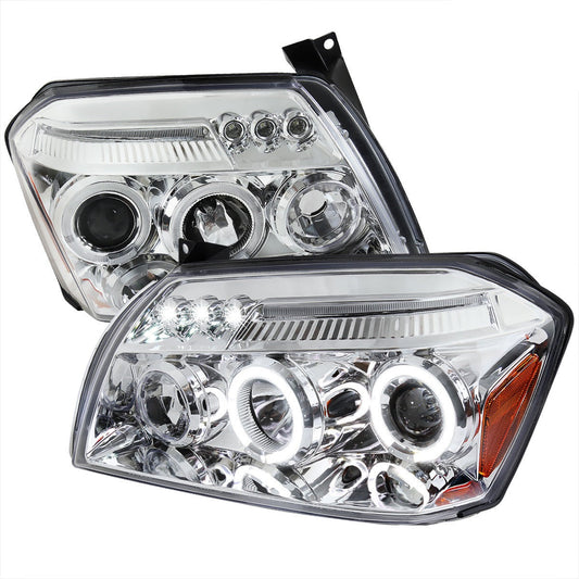 Spec-D 05-07 Dodge Magnum Dual Halo Projector Headlights Chrome/Clear