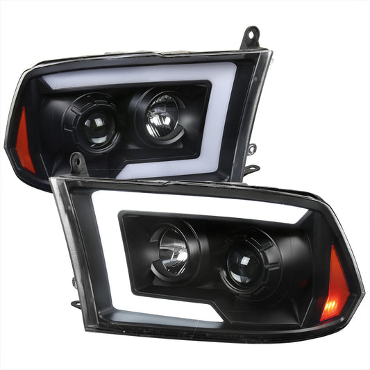 Spec-D 09-18 Dodge Ram Halo Projector Headlights Sequential LED Black