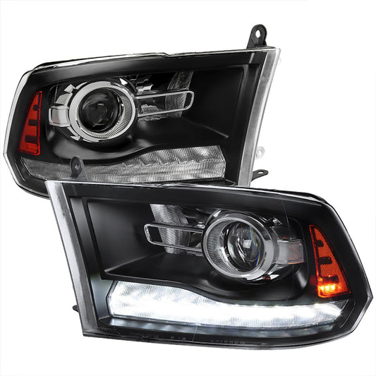 Spec-D 09-18 Ram 1500 2500 3500 Headlights Sequential LED Bar Black