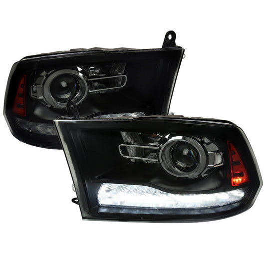 Spec-D 09-18 Ram 1500 2500 3500 Headlights Sequential LED Bar Smoked