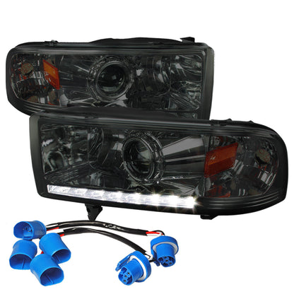 Spec-D 94-01 Dodge Ram Projector Headlights Chrome Smoked