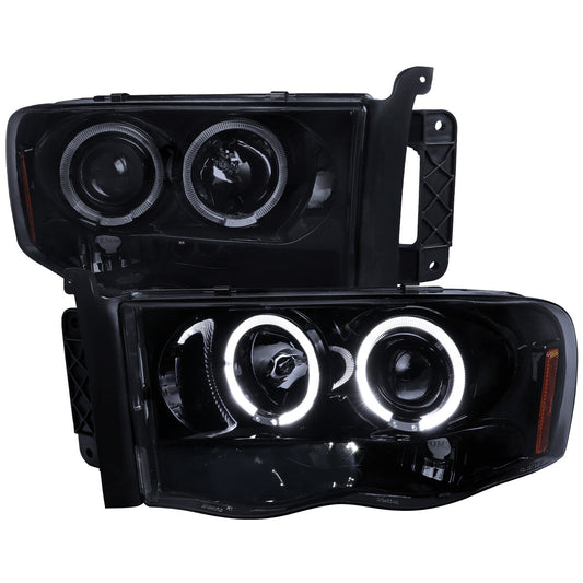 Spec-D 02-05 Dodge Ram Dual Halo Projector Headlights Smoked