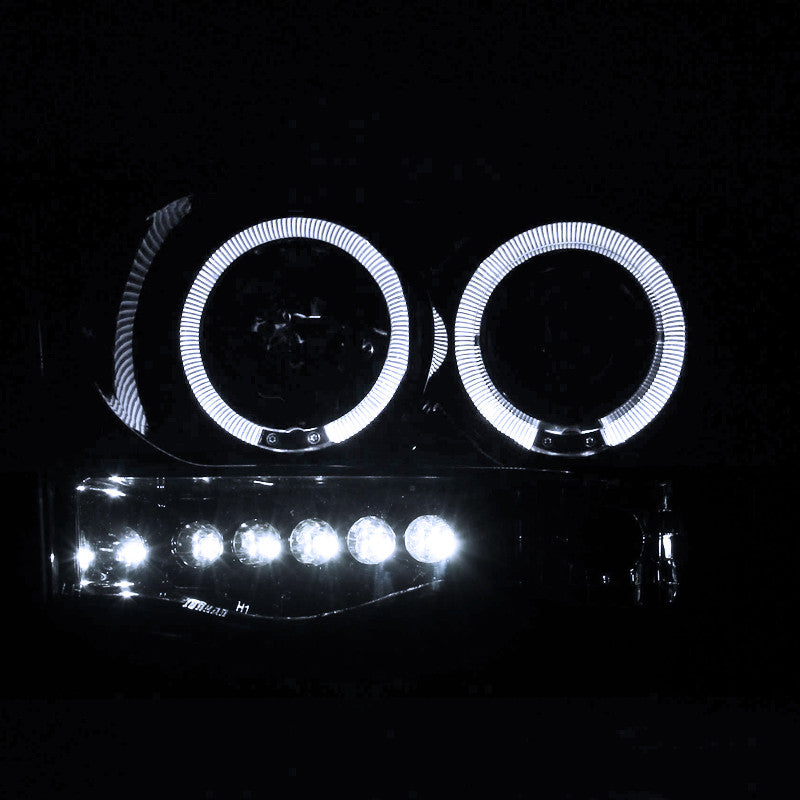 Spec-D 02-05 Dodge Ram Dual Halo Projector Headlights Smoked