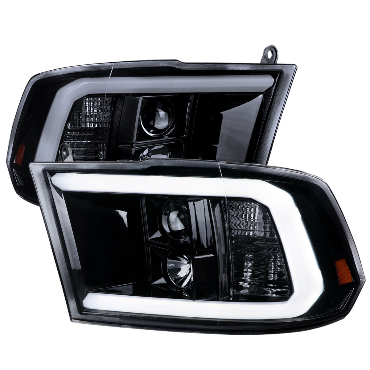 Spec-D 09-18 Dodge Ram 1500 LED Bar Projector Headlights Black/Smoked