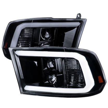 Spec-D 09-18 Dodge Ram 1500 LED Bar Projector Headlights Black/Smoked