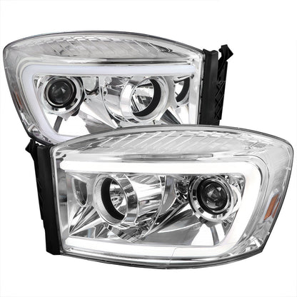 Spec-D 06-08 Dodge Ram LED C-Bar Headlights Chrome