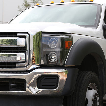 Spec-D 11-16 Ford F-250/F-350/F-450/F-550 Headlights Halo Matte Black