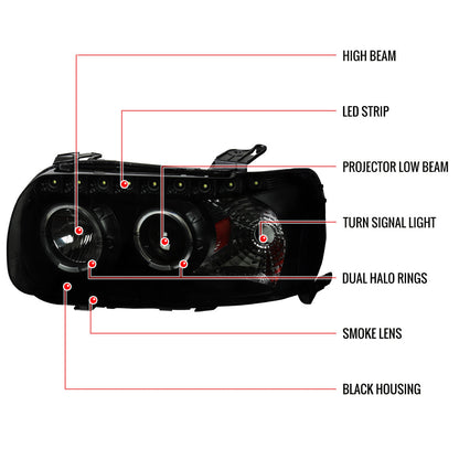 Spec-D 05-07 Ford Escape Dual Halo Projector Headlights Smoked