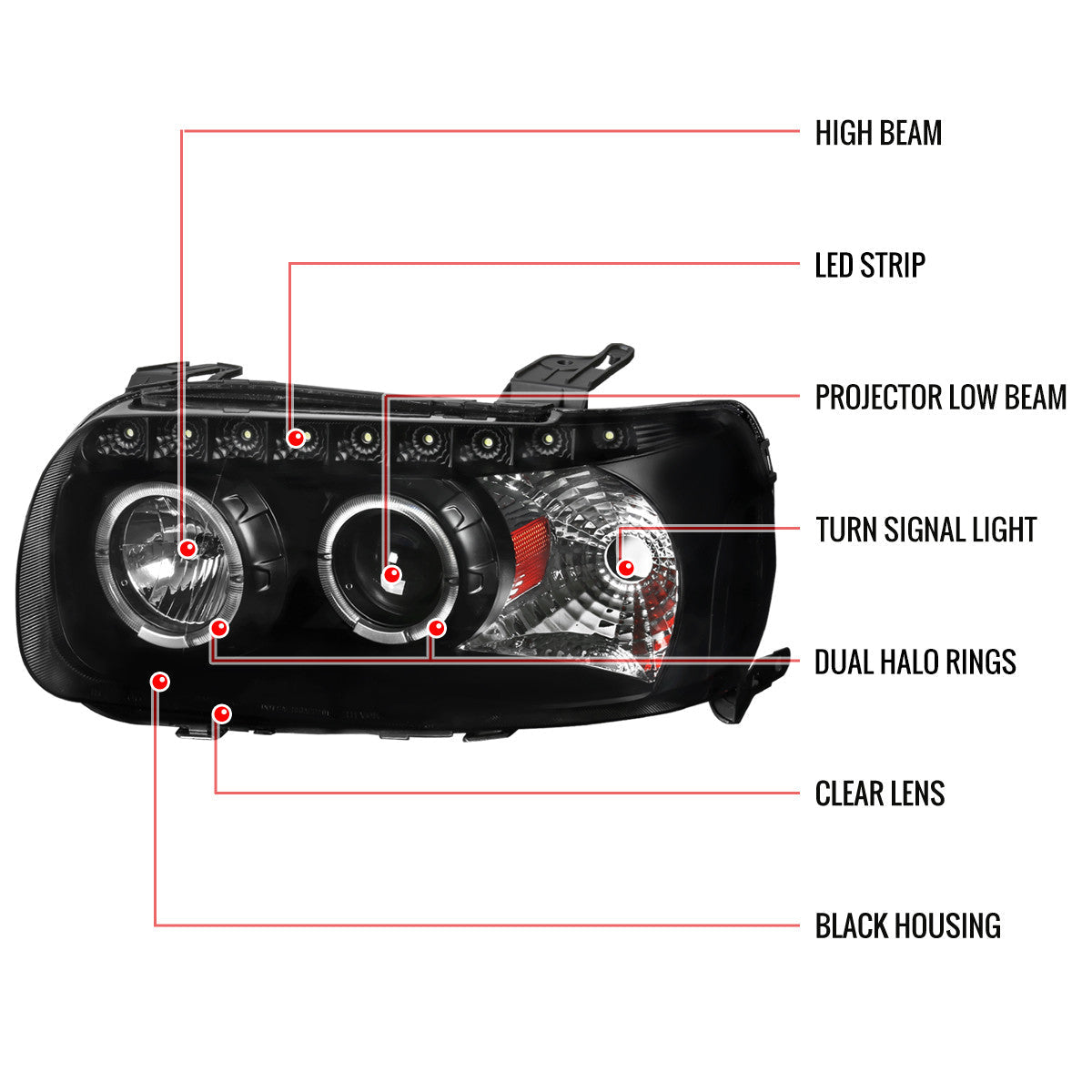 Spec-D 05-07 Ford Escape Headlights Dual Halo Projector Matte Black