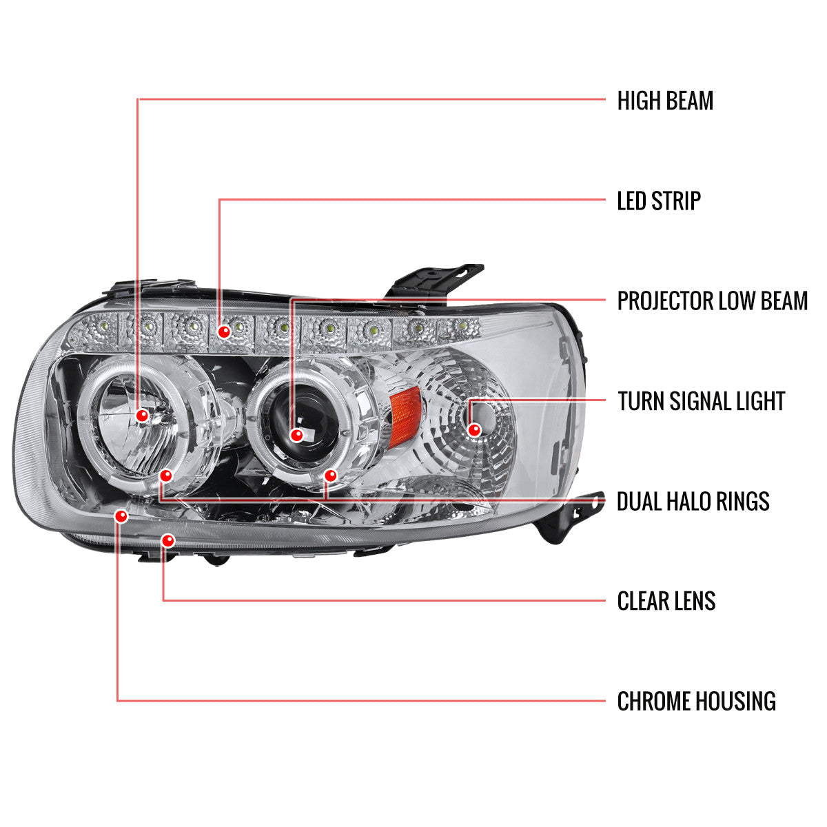 Spec-D 05-07 Ford Escape Projector Headlights Chrome