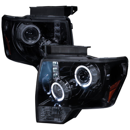 Spec-D 09-14 Ford F150 Dual Halo Projector Headlights Black/Smoked