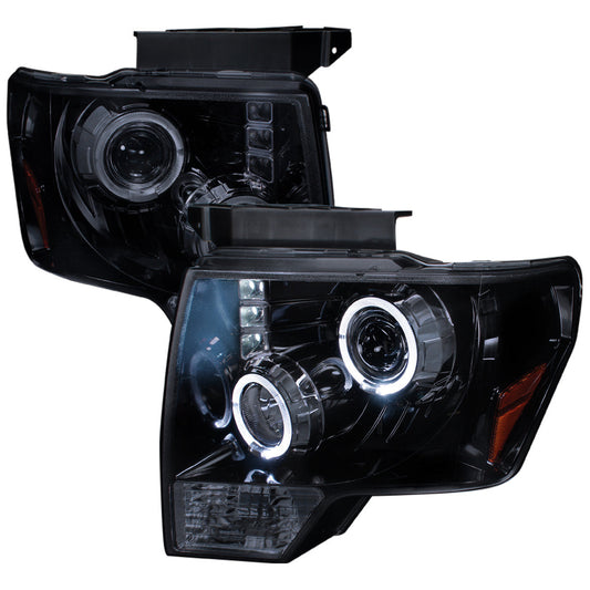 Spec-D 09-14 Ford F150 Dual Halo Projector Headlights Black/Smoked