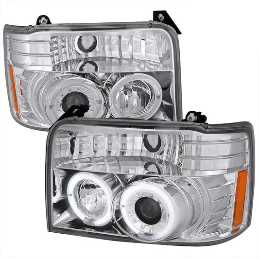 Spec-D 92-96 Ford F150 F250 Bronco Projector Headlights Chrome