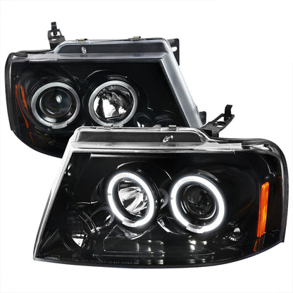 Spec-D 04-08 Ford F-150 Headlights Dual Halo Projector Jet Black