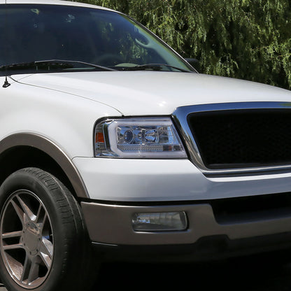 Spec-D 04-08 Ford F150 Projector Headlights LED Bar Chrome