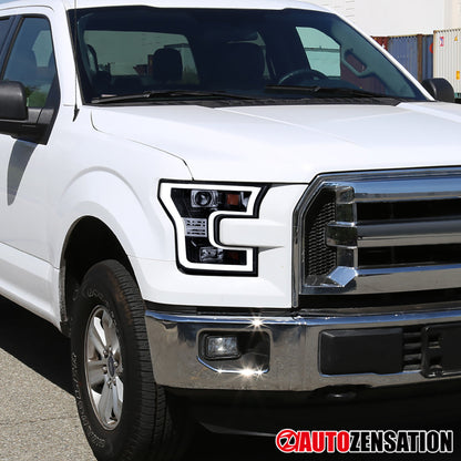 Spec-D 15-17 Ford F150 LED Projector Headlights Black/Smoked