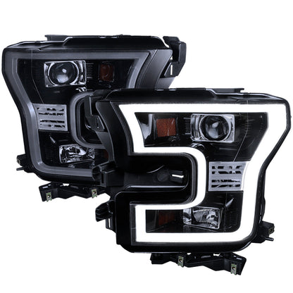 Spec-D 15-17 Ford F150 LED Projector Headlights Black/Smoked