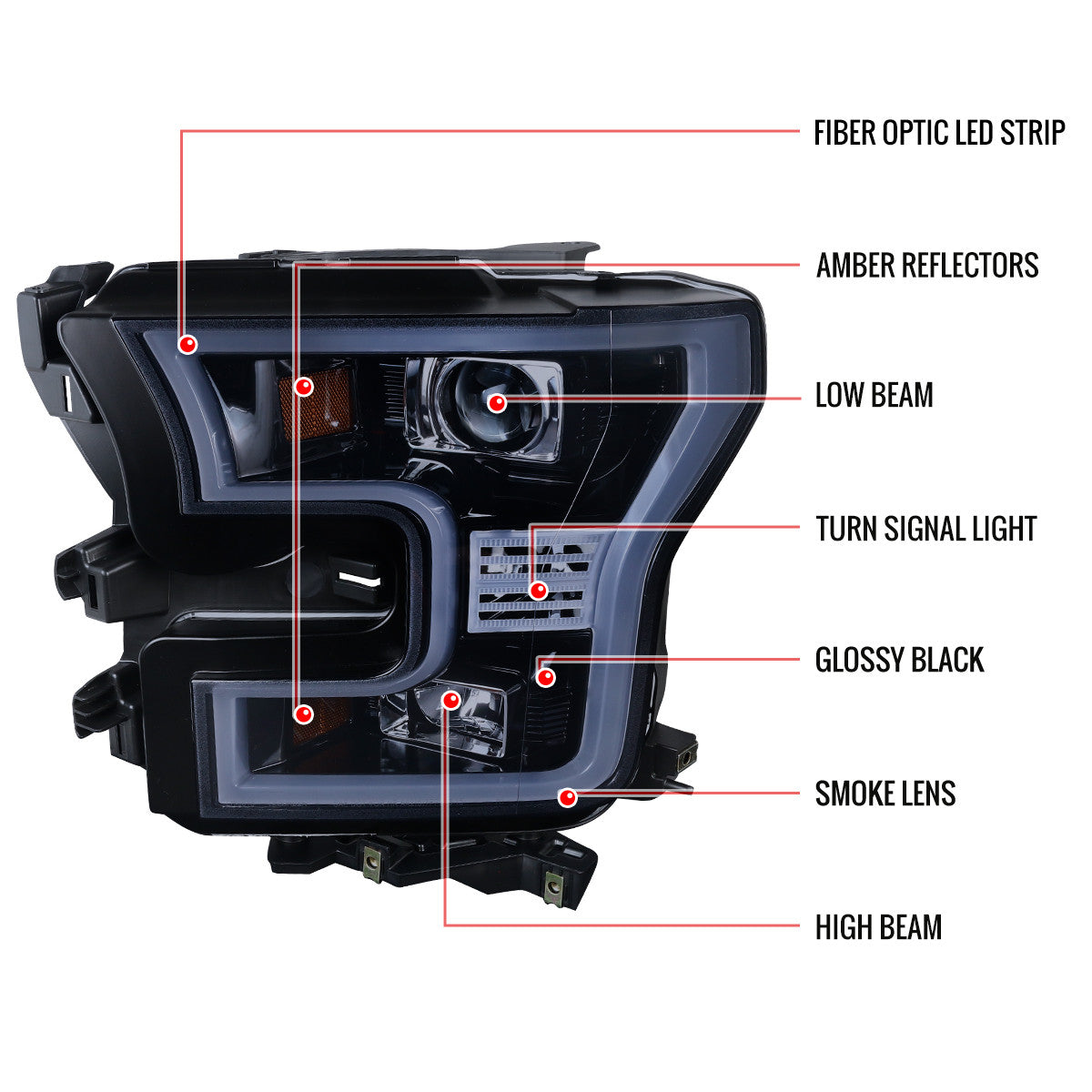 Spec-D 15-17 Ford F150 LED Projector Headlights Black/Smoked