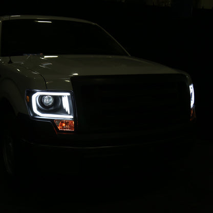Spec-D 09-14 Ford F150 Projector Headlights Black/Clear