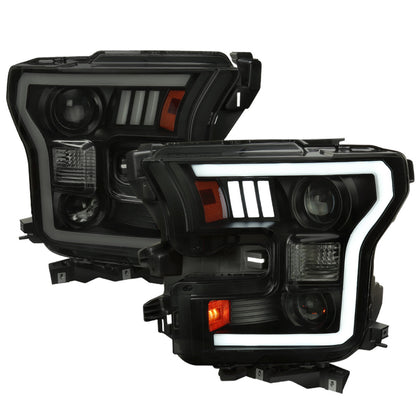 Spec-D 15-17 F-150 Headlights LED Bar Projector Black/Smoked