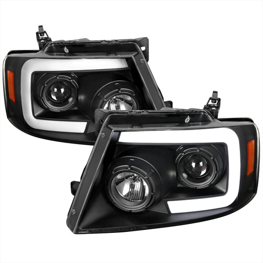 Spec-D 04-08 Ford F150 Projector Headlights Sequential LED Black