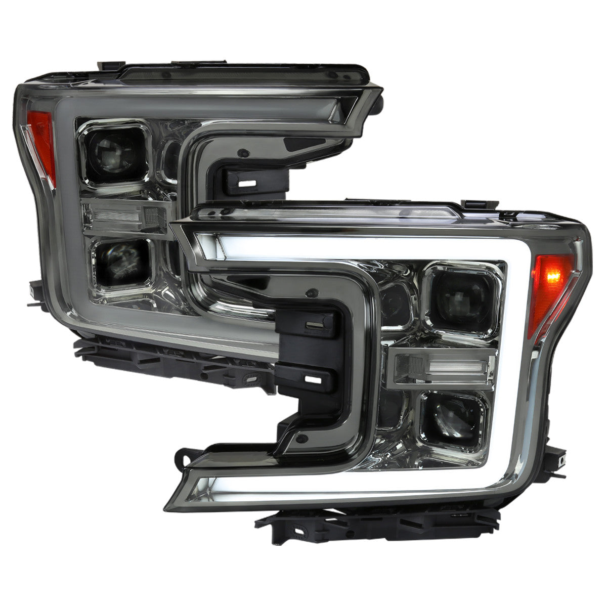 Spec-D 18-20 F-150 Headlights Sequential Switchback Chrome/Smoke