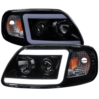 Spec-D 97-04 F-150/Expedition Headlights LED C-Bar Smoked