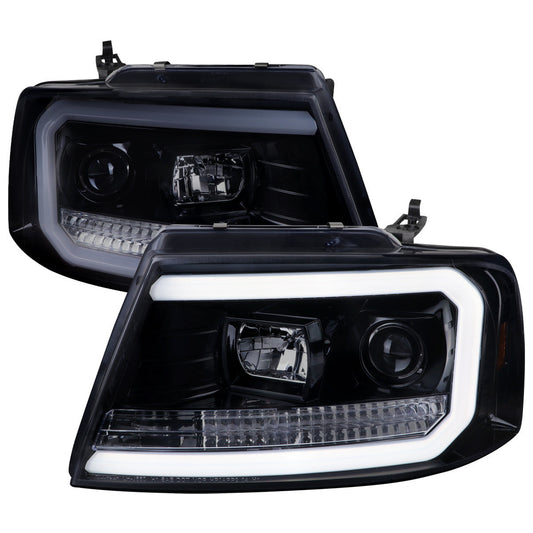 Spec-D 04-08 F-150/Mark LT Headlights LED C-Bar Smoked