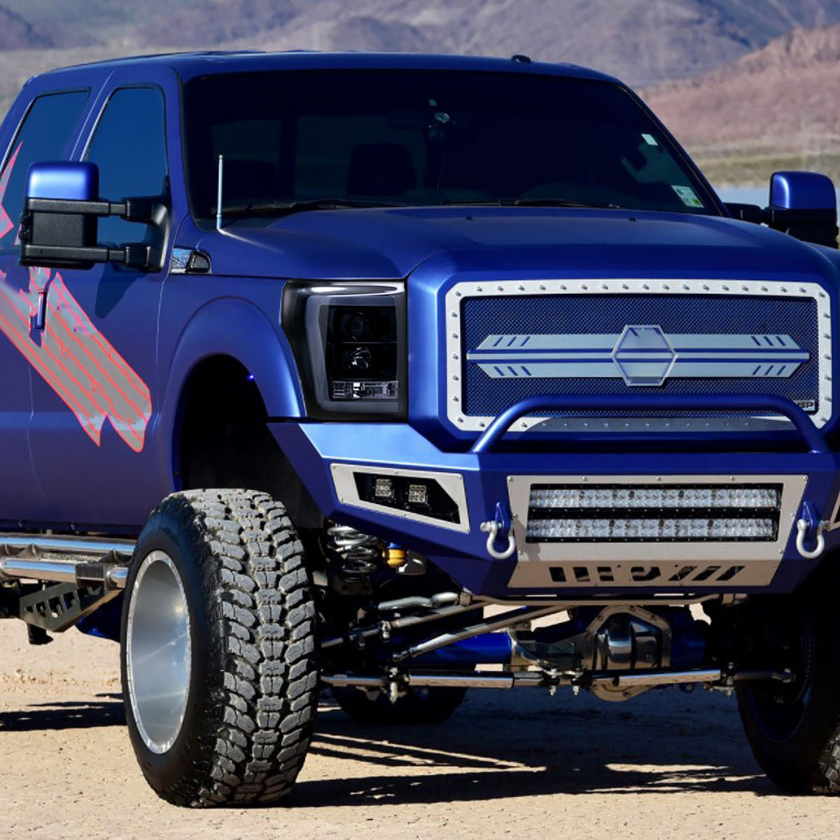Spec-D 11-16 Ford F250/F350 Halo Projector Headlights Smoked