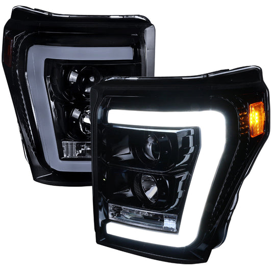 Spec-D 11-16 Ford F250/F350 Halo Projector Headlights Smoked