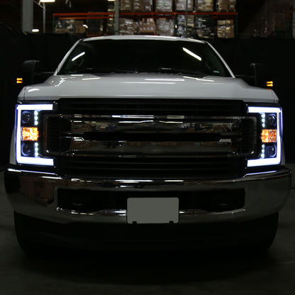 Spec-D 17-19 F250 F350 F450 F550 Headlights SEQ LED Black/Clear