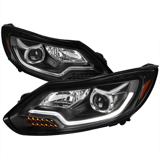 Spec-D 12-14 Ford Focu Projector Headlights SEQ LED Black