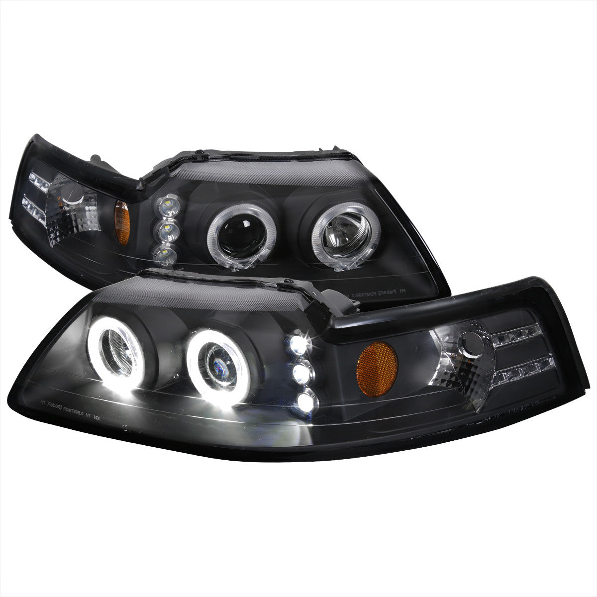 Spec-D 99-04 Ford Mustang Dual Halo Projector Headlights Black