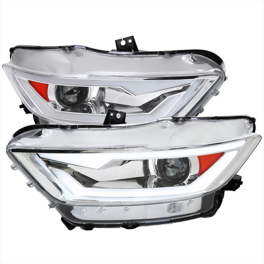 Spec-D 15-17 Mustang LED Bar Headlights Chrome OEM HID