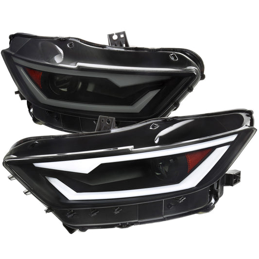 Spec-D 15-17 Mustang LED Bar Headlights Smoked OEM HID