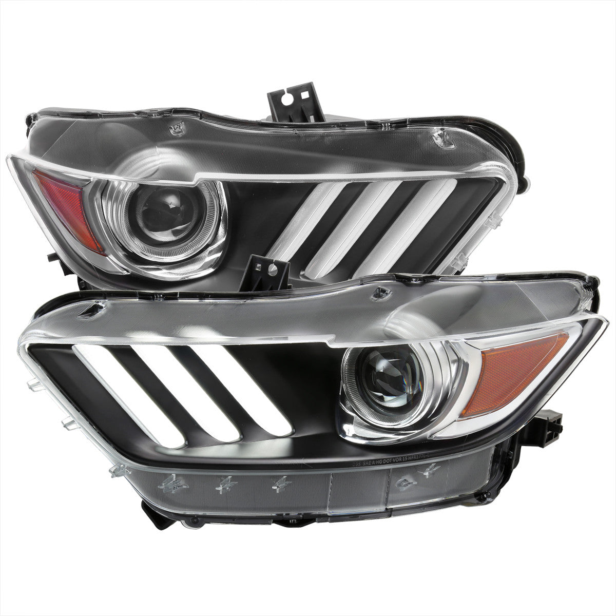 Spec-D 18-20 Mustang Shelby LED Strip Headlights Black OEM HID